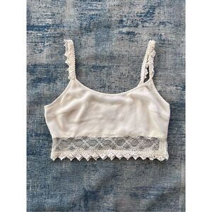 Kendall & Kylie White Lace Side Zip Crop Top Medium